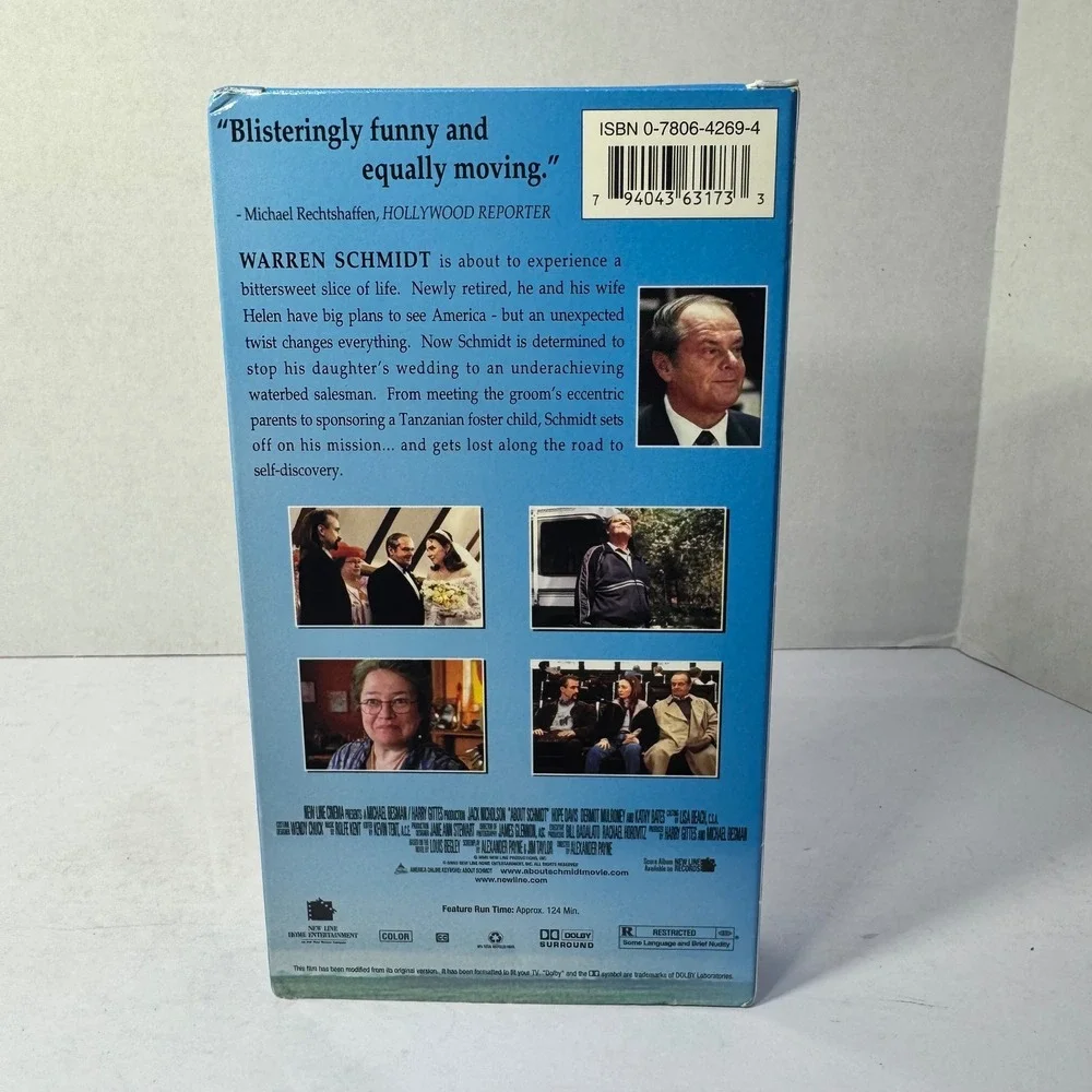 About Schmidt VHS Movie Jack Nicholson‎ New Line Home Entertainment 2002 R-Rated